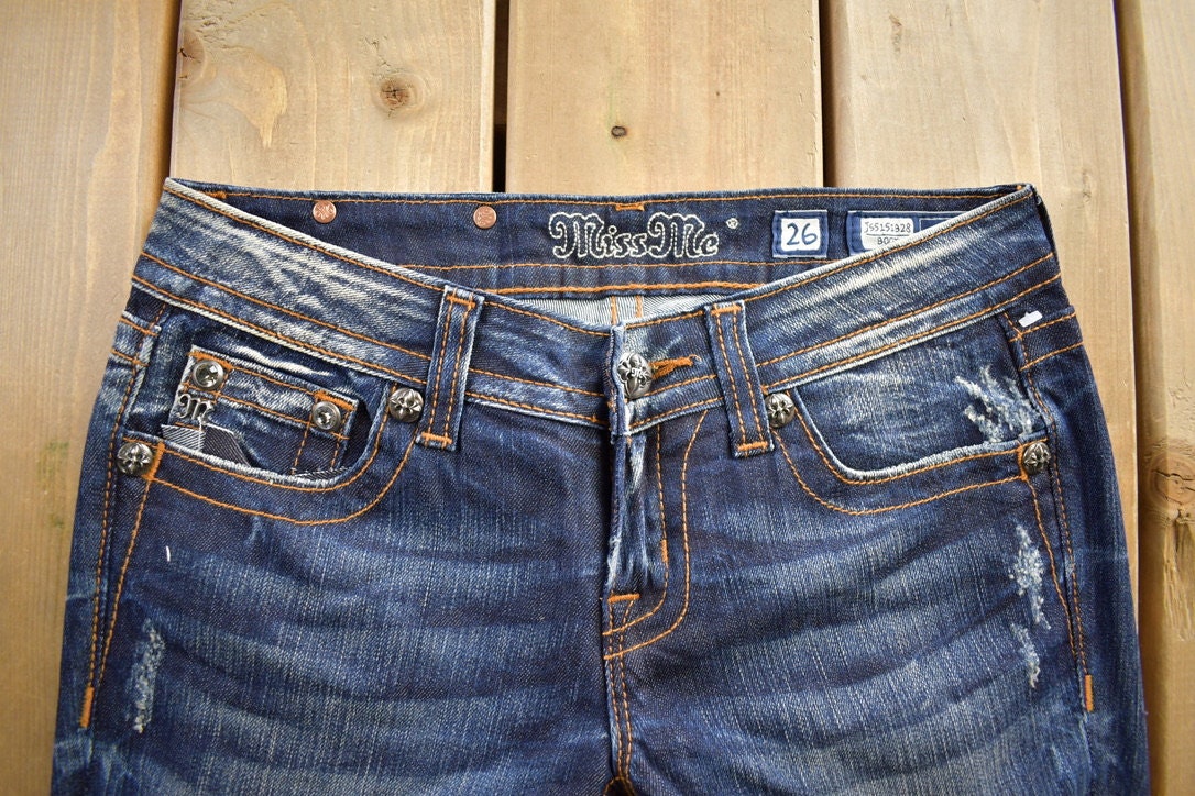 Vintage Y2K Miss Me Low Rise Jeans Boot Cut Low Rise Jeans Size 26x33
