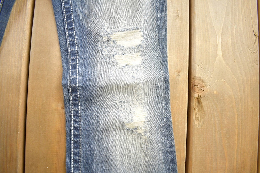 Vintage Y2K Miss Me Bedazzled Thrashed Low Rise Boot Cut Jeans Size 26x33