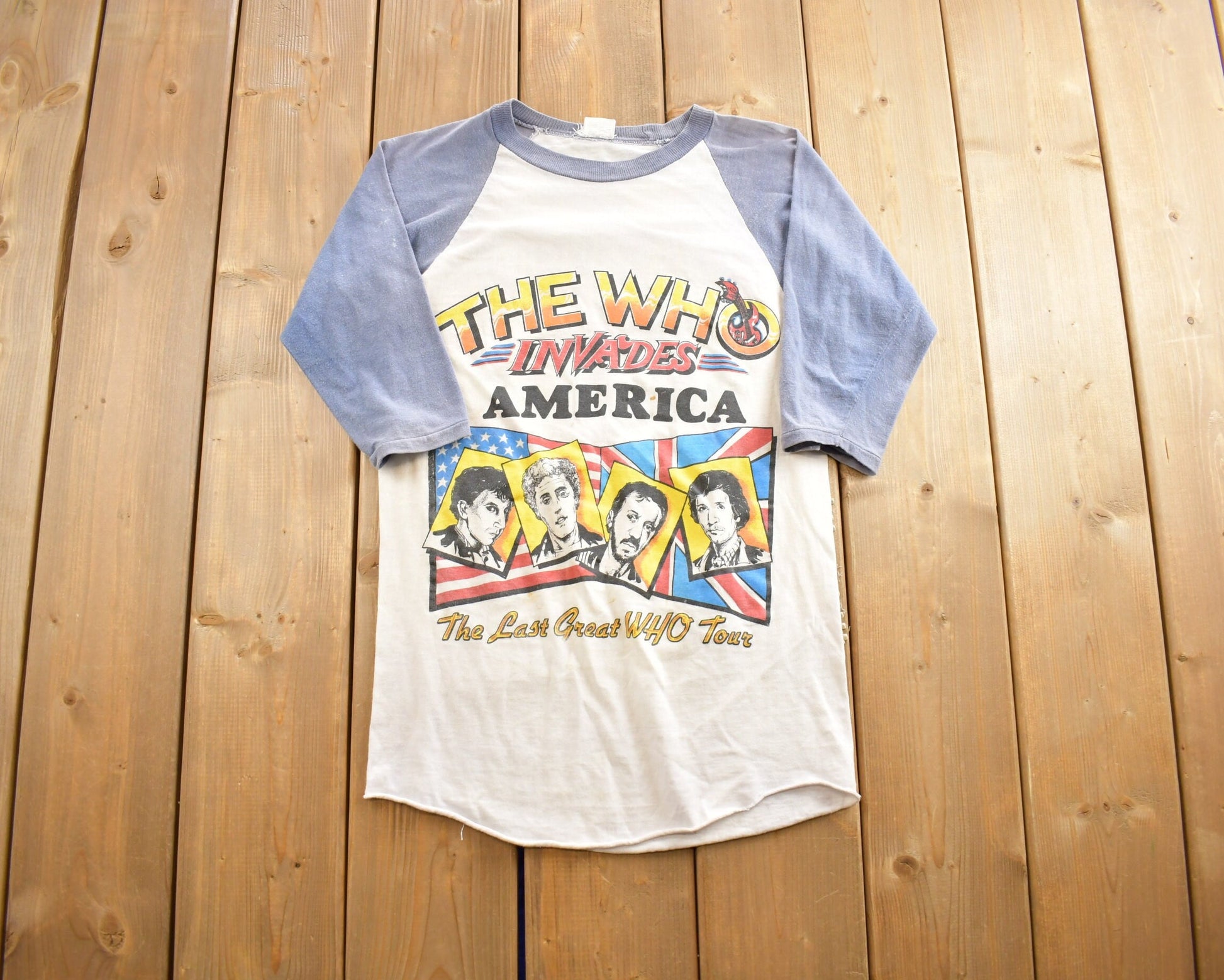 Vintage 1980s The Who Tour Single Stitch Three Quarter Sleeve Band Tee Made in USA