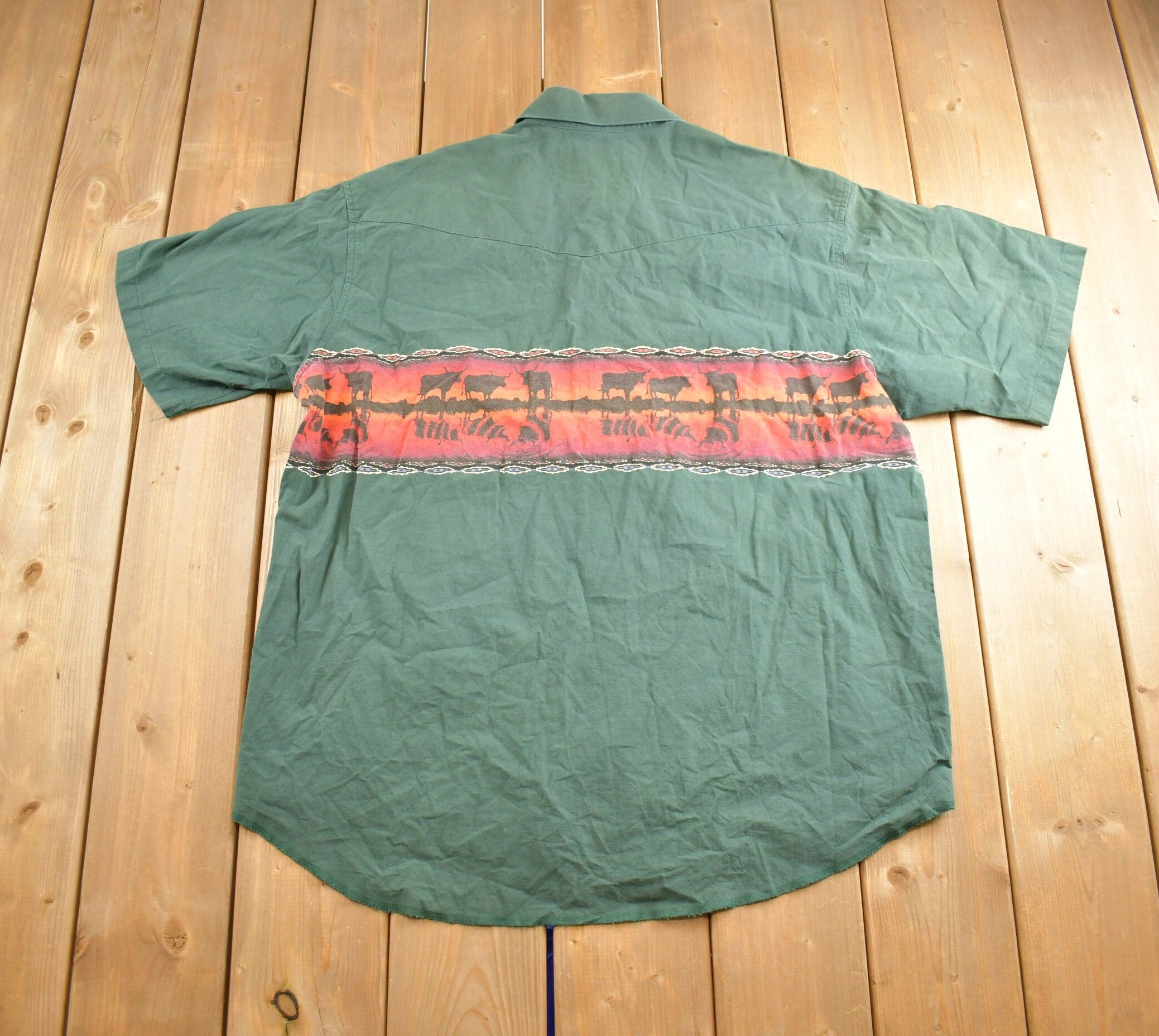 Vintage 1980s Wrangler Western Button Up Short Sleeve Shirt