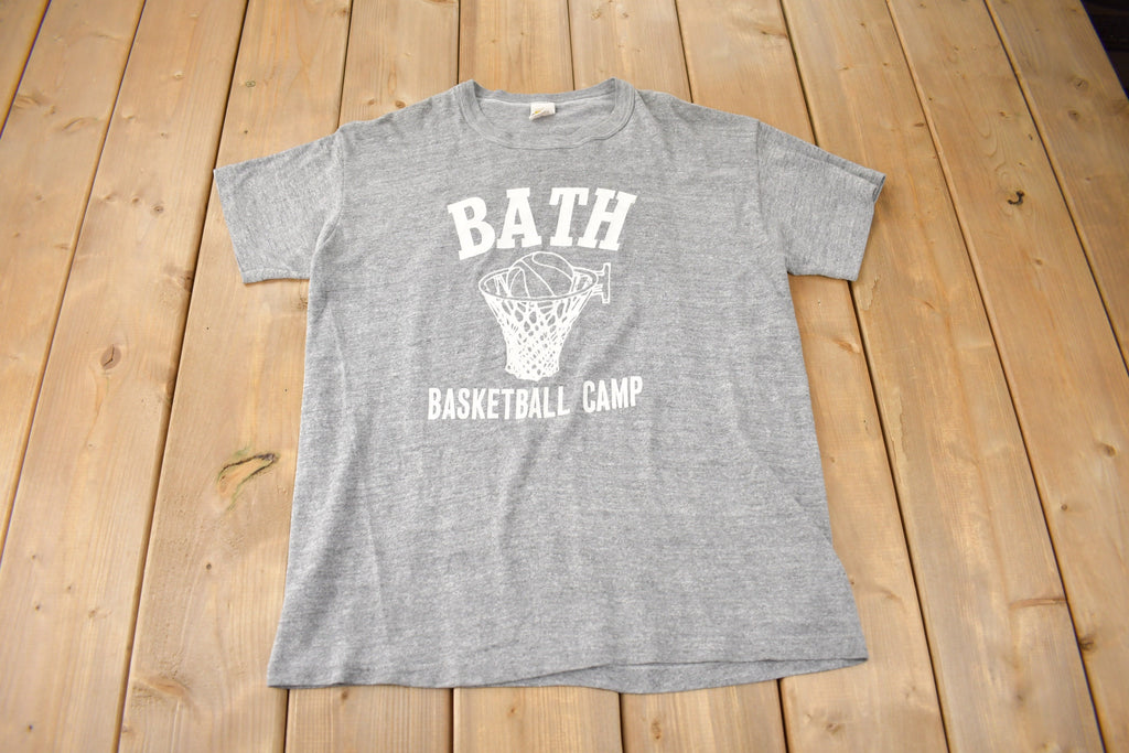 Vintage 1970s Bath Basketball Camp Single Stitch Graphic Russell Athletics T Shirt Made In USA