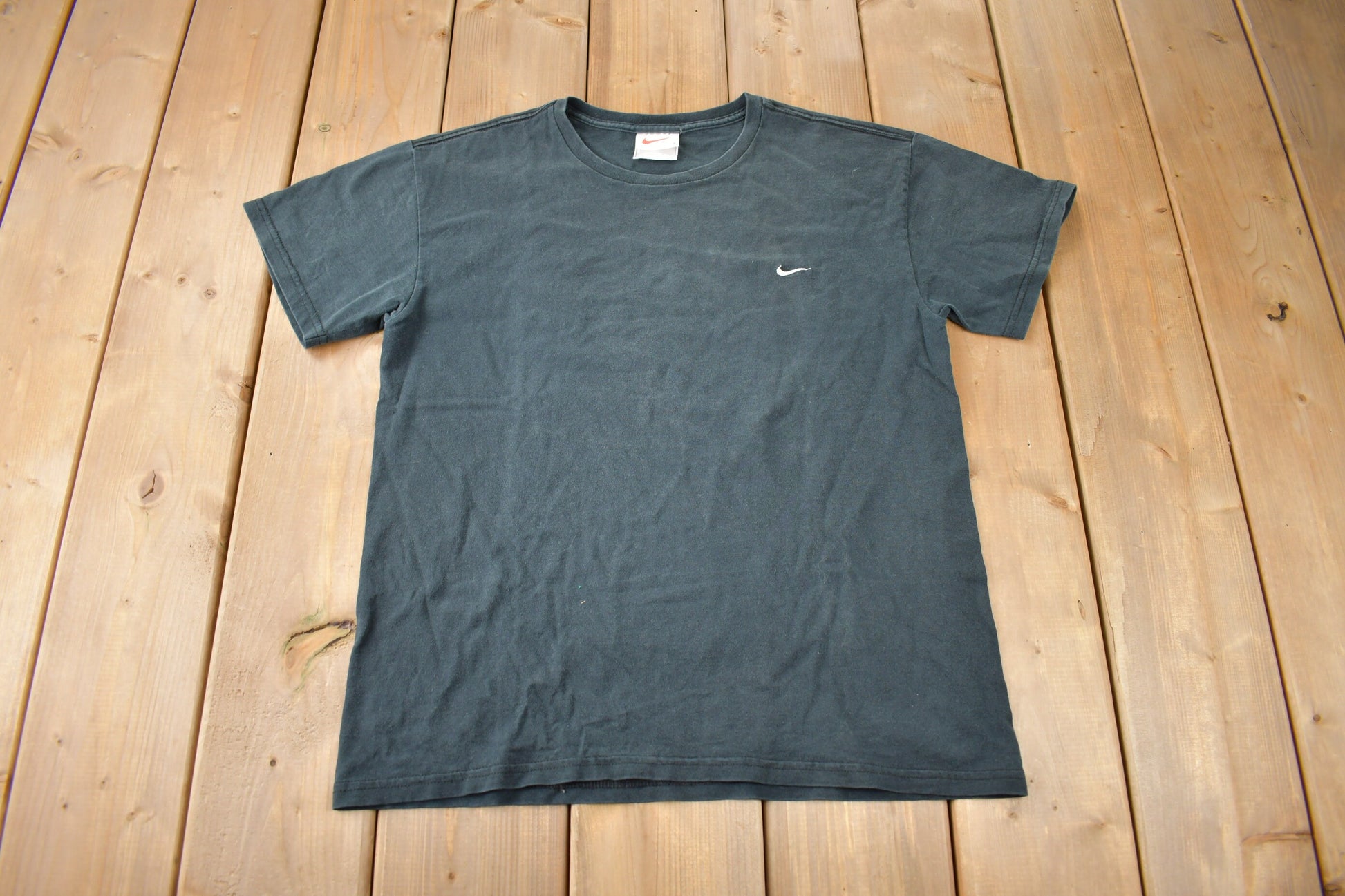 Vintage 1990s Nike Mini Swoosh Embroidered T Shirt Made In USA