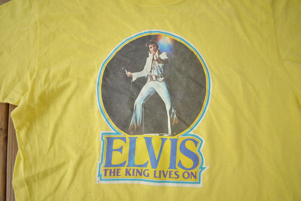 Vintage 1970s Elvis Presley The King Lives On Graphic T Shirt Made In USA