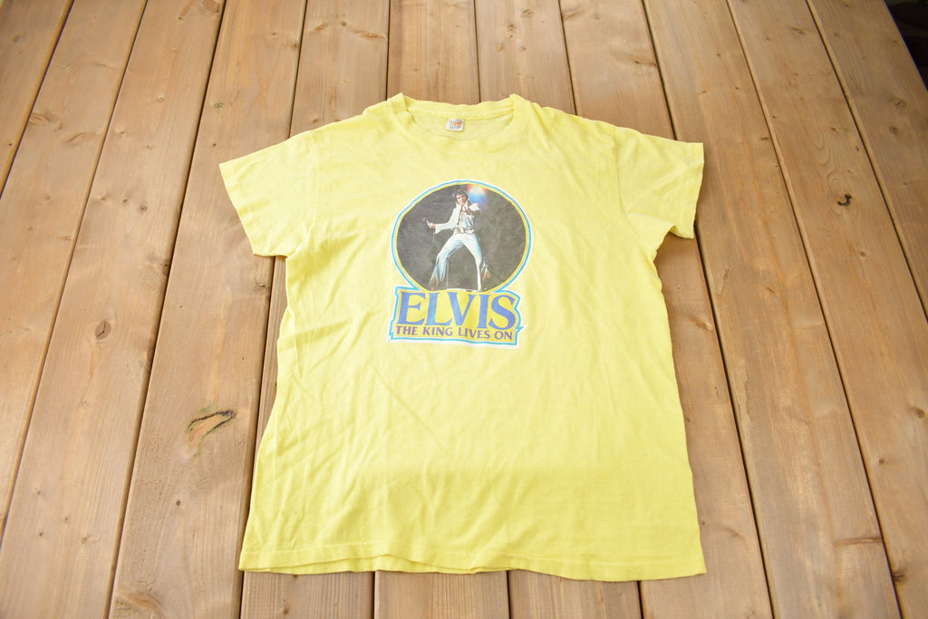 Vintage 1970s Elvis Presley The King Lives On Graphic T Shirt Made In USA
