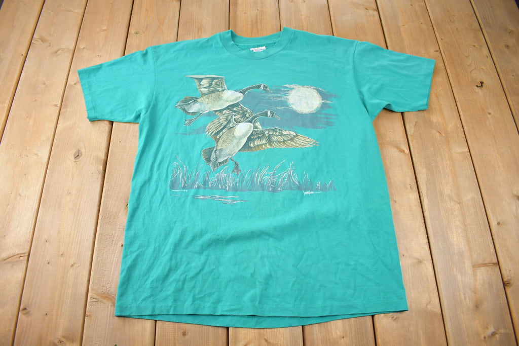 Vintage 1980s Canadian Goose Theme Single Stitch Graphic T-Shirt Made In USA