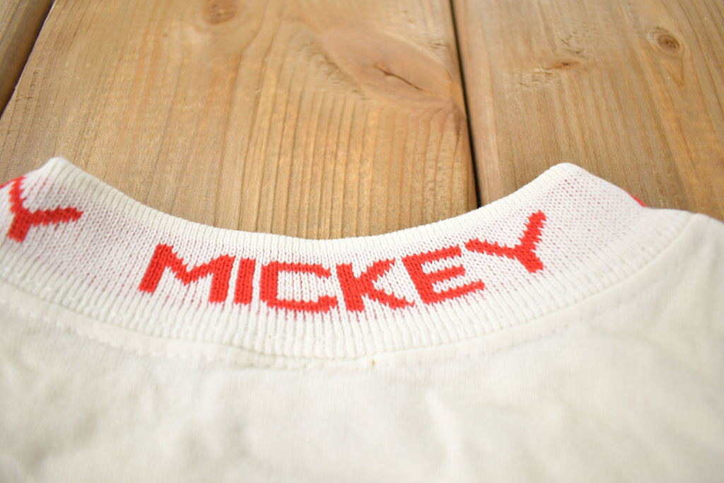 Vintage 1980s Disney Mickey Mouse Embroidered Collar Graphic T-Shirt Made In USA