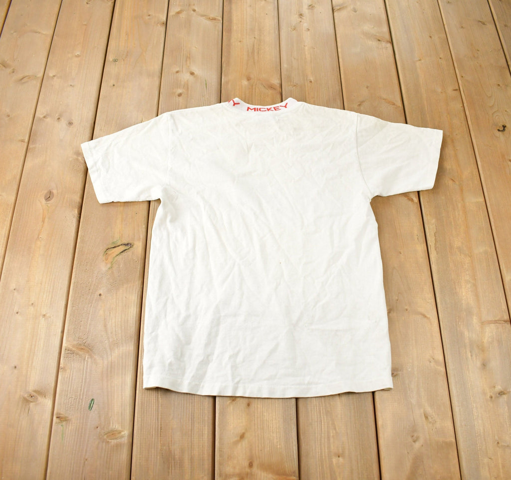 Vintage 1980s Disney Mickey Mouse Embroidered Collar Graphic T-Shirt Made In USA