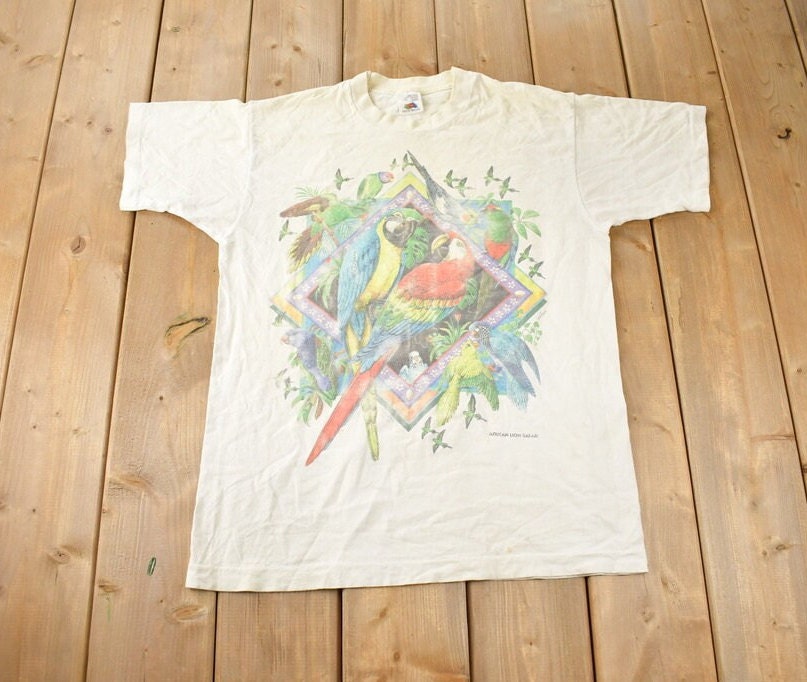 Vintage 1980s African Lion Safari Graphic Single Stitch T-Shirt Made In Canada