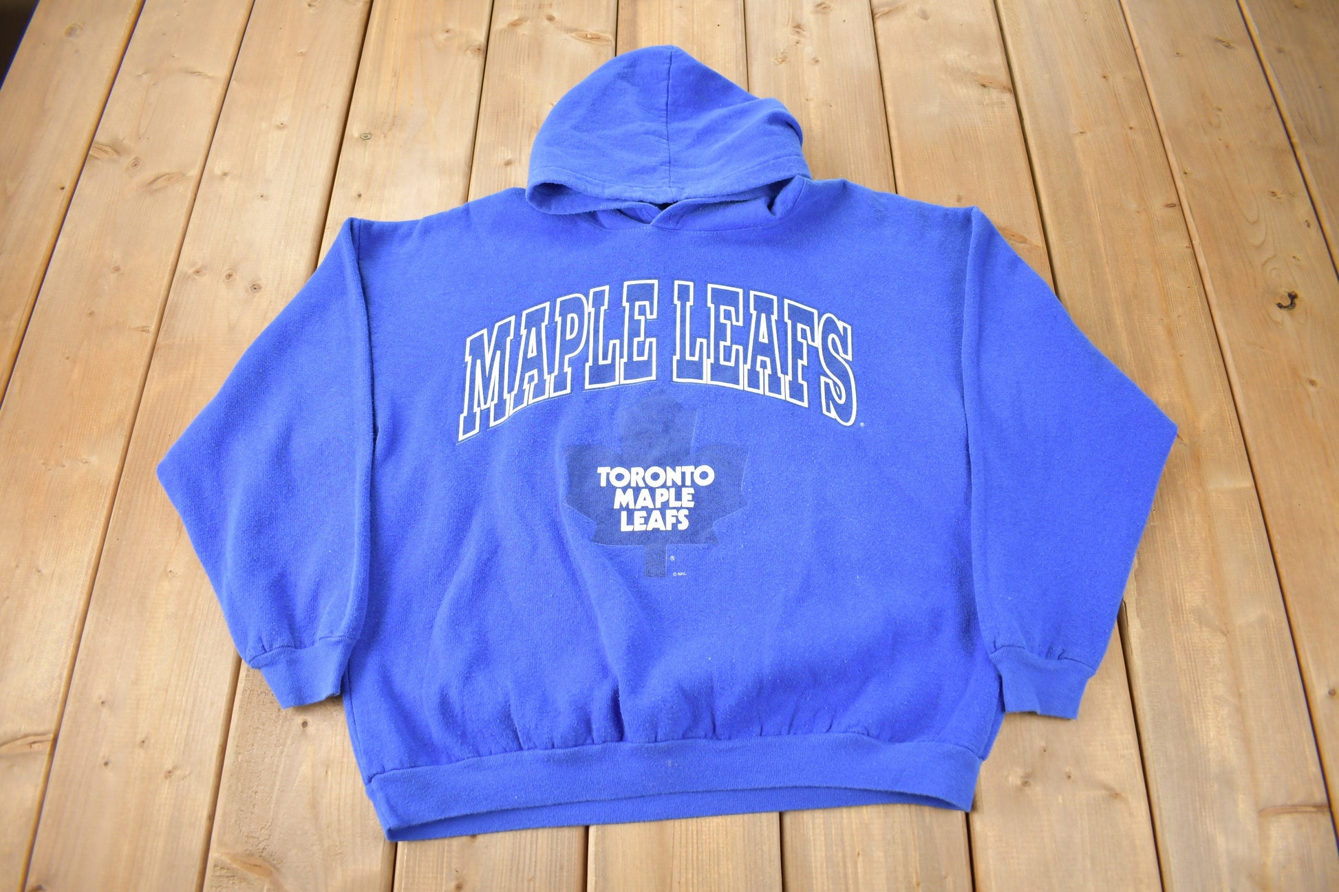 Vintage 1980s Toronto Maple Leafs NHL Hockey Hoodie Made In Canada Size XXS