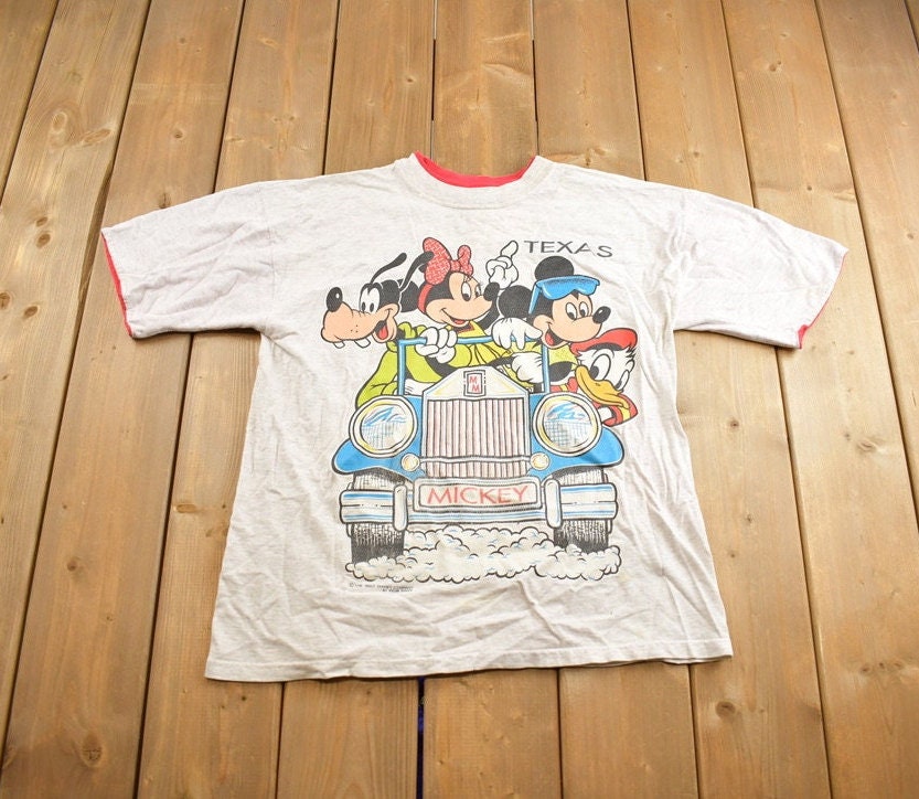 Vintage 1980s Disney Mickey Mouse Crew Texas Graphic T-Shirt Made In USA