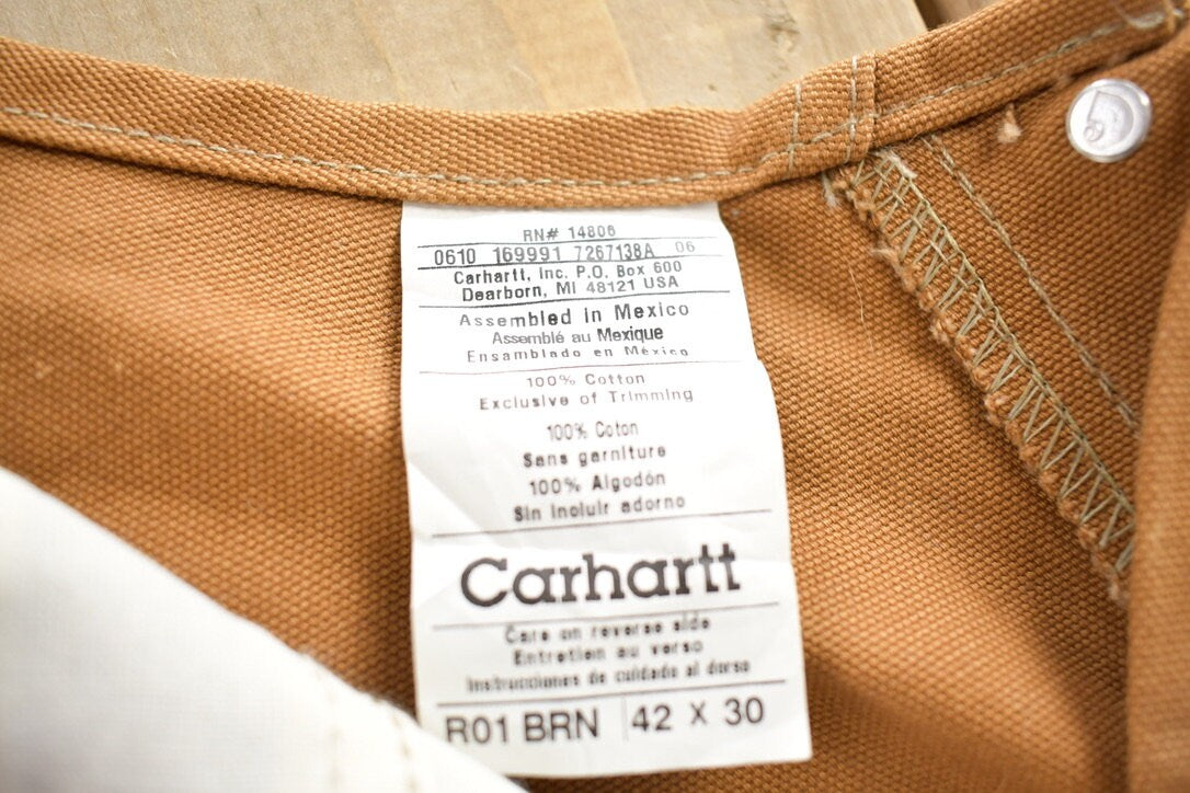 Vintage 1980s Carhartt Double Knee Canvas Overalls Size 42 x 30