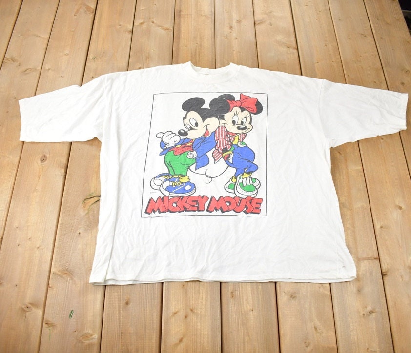 Vintage 1980s Disney Mickey And Minnie Mouse Graphic Single Stitch T-Shirt