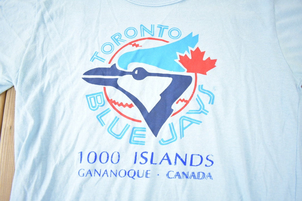 Vintage 1980s MLB Baseball Toronto Blue Jays Gananoque Graphic T-Shirt Made In Canada