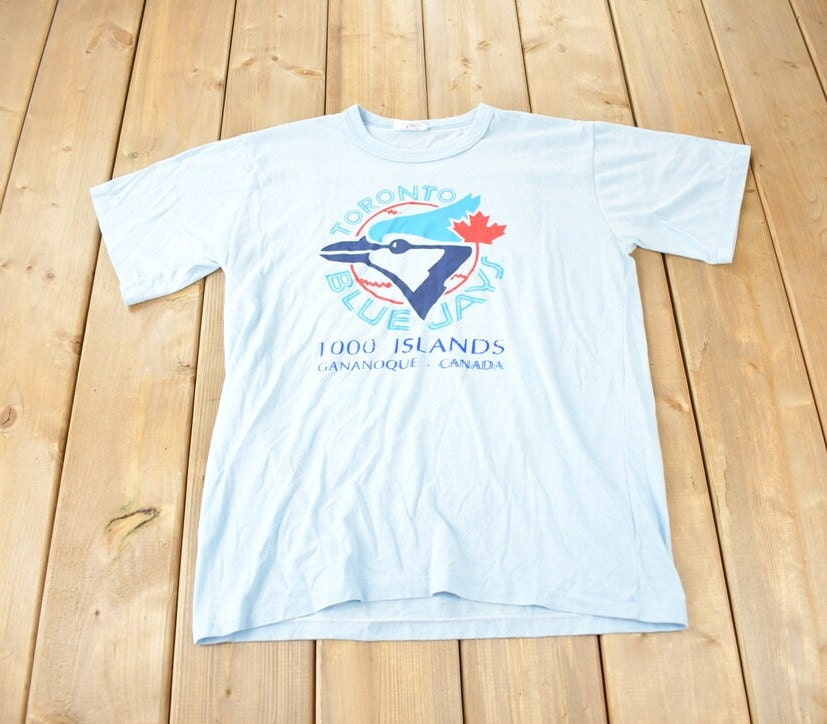 Vintage 1980s MLB Baseball Toronto Blue Jays Gananoque Graphic T-Shirt Made In Canada