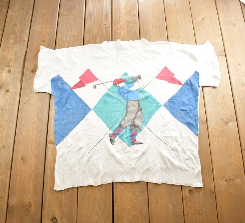 Vintage 1980s Golfing Argyle Crewneck T-shirt Made In USA