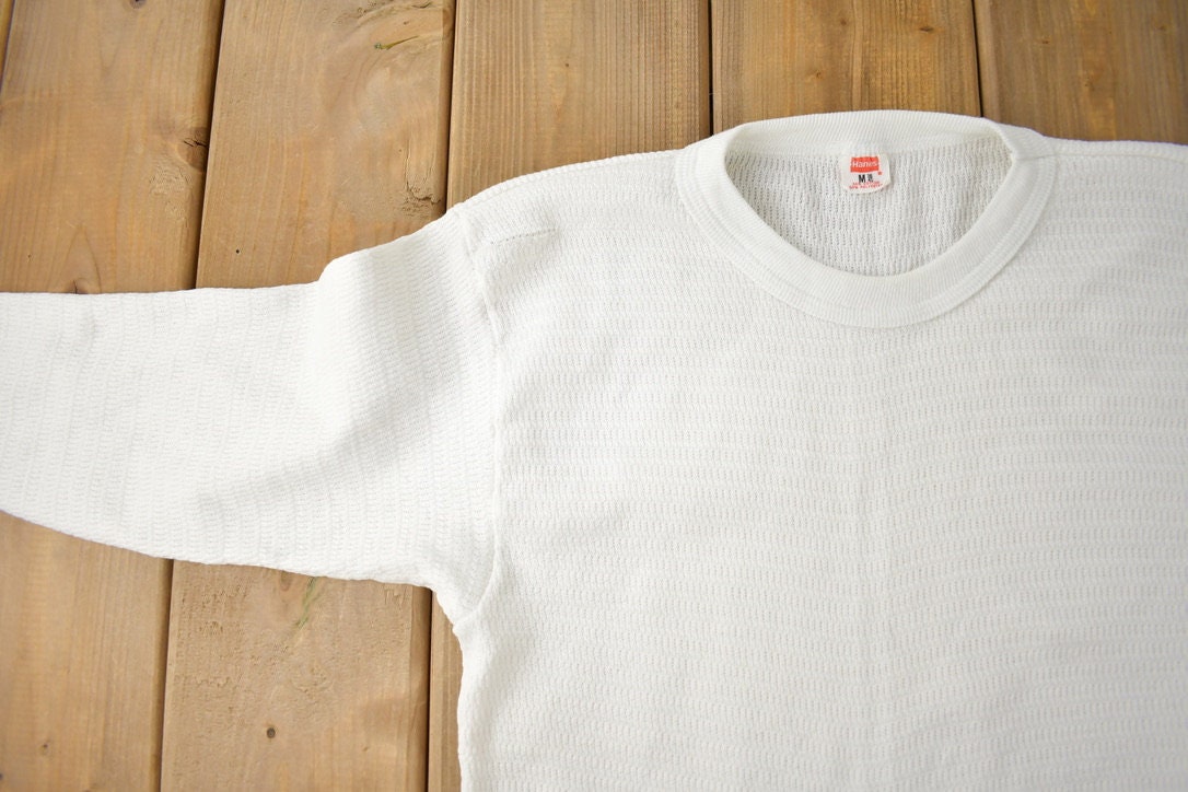 Vintage 1970s Hanes Long Sleeve Thermal Undershirt Made in USA