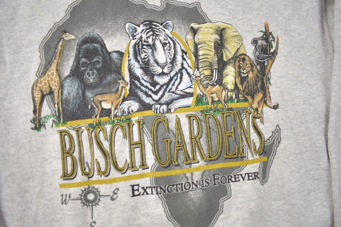 Vintage 1990s Busch Gardens Extinction Is Forever Souvenir Crewneck Sweatshirt