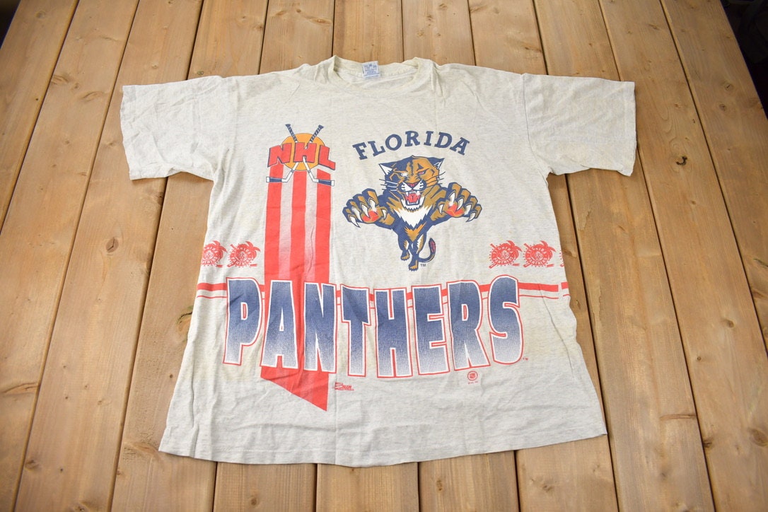 Vintage 1993 Florida Panthers NHL Wrap Around Graphic Salem T-Shirt Made IN USA