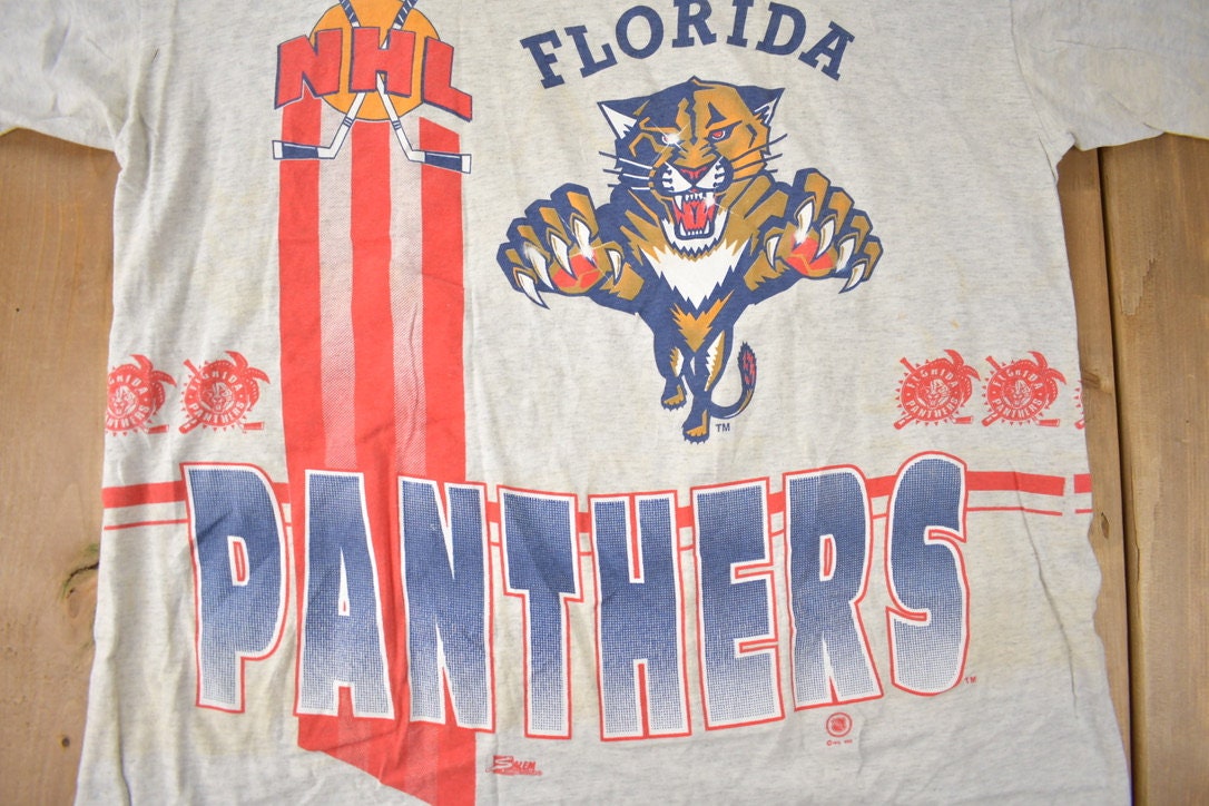 Vintage 1993 Florida Panthers NHL Wrap Around Graphic Salem T-Shirt Made IN USA