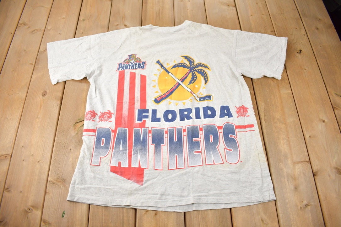 Vintage 1993 Florida Panthers NHL Wrap Around Graphic Salem T-Shirt Made IN USA