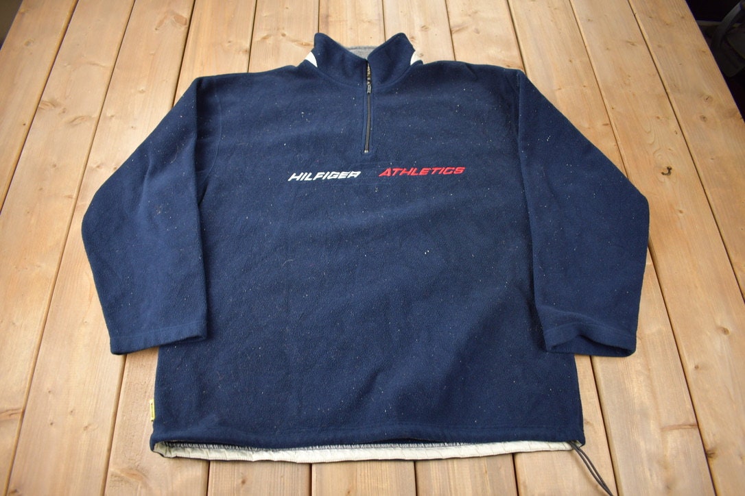 Vintage 1990s Hilfiger Athletics Quarter Zip Fleece Sweater Size XL