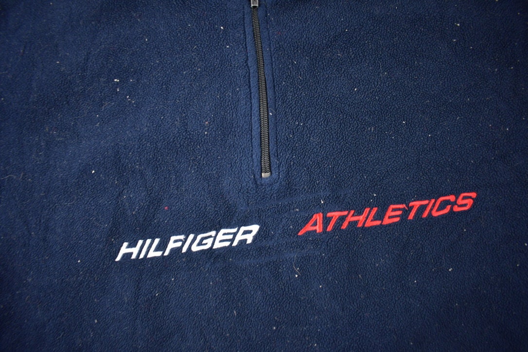 Vintage 1990s Hilfiger Athletics Quarter Zip Fleece Sweater Size XL