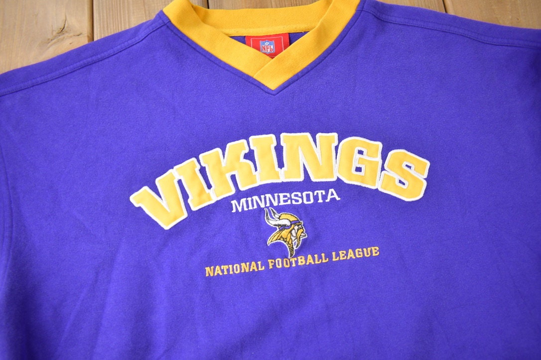 Vintage 1990s Minnesota Vikings NFL Embroidered Football Sweatshirt Size XXL