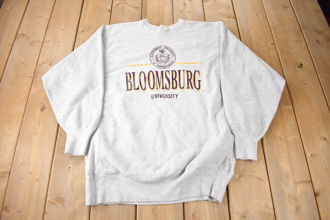 Vintage 1990s Bloomsburg university Of Pennsylvania Champion Reverse Weave Heavy Weight Crewneck Sweatshirt Made In USA