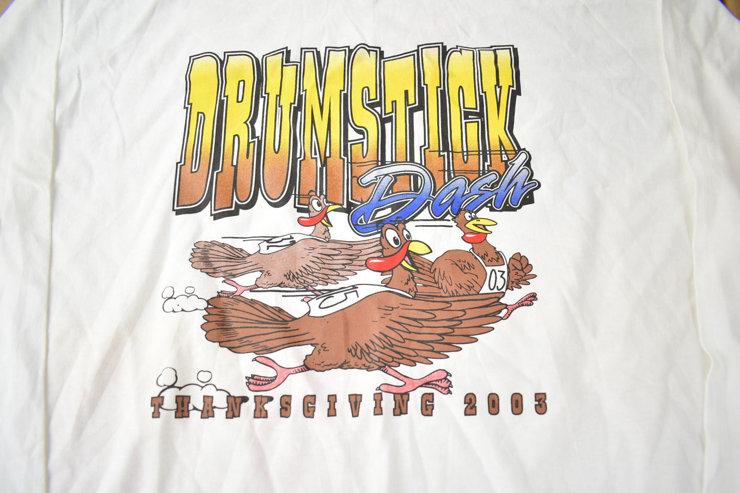 Vintage 2003 Drumstick Dash Thanksgiving Souvenir Long T Shirt Made In USA