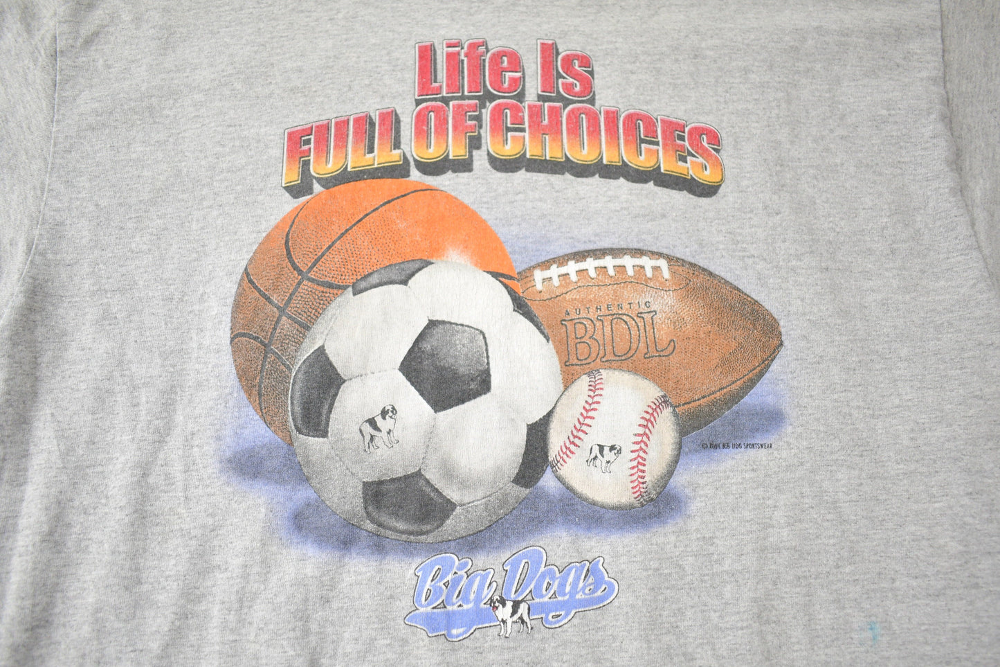 Vintage 1990s Life Is Full Of Choices Sports Graphic T Shirt Made In USA