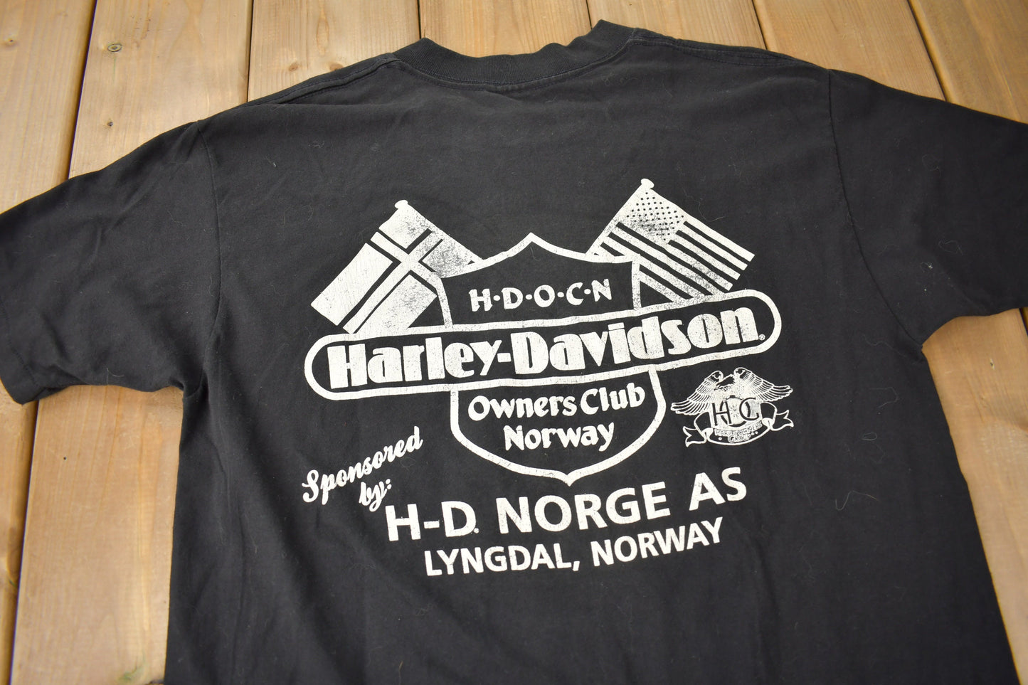 Vintage 1991 Hunderfossen Norway Super Rally Harley Davidson Owners Club Graphic T-Shirt Made In USA