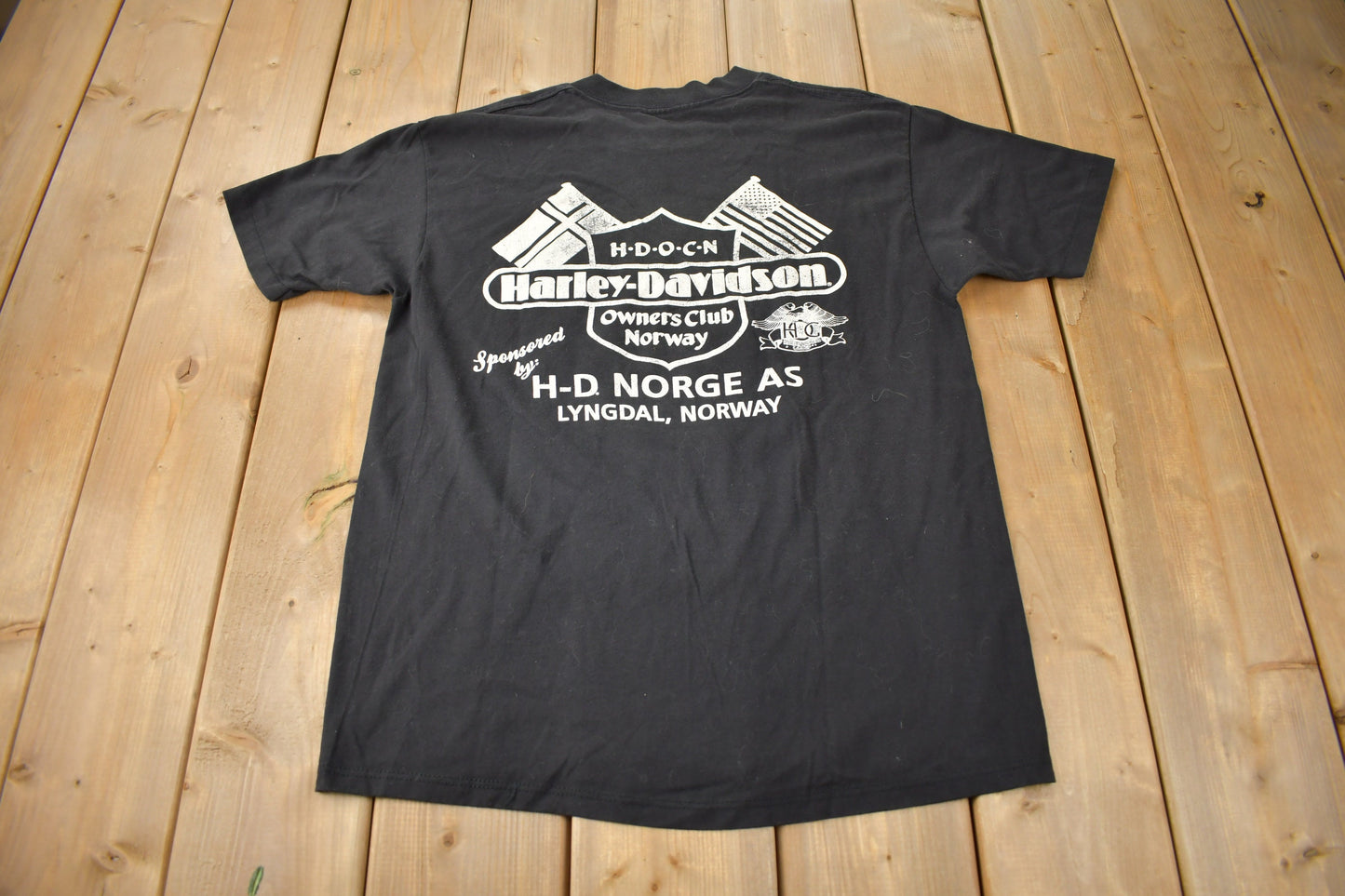 Vintage 1991 Hunderfossen Norway Super Rally Harley Davidson Owners Club Graphic T-Shirt Made In USA