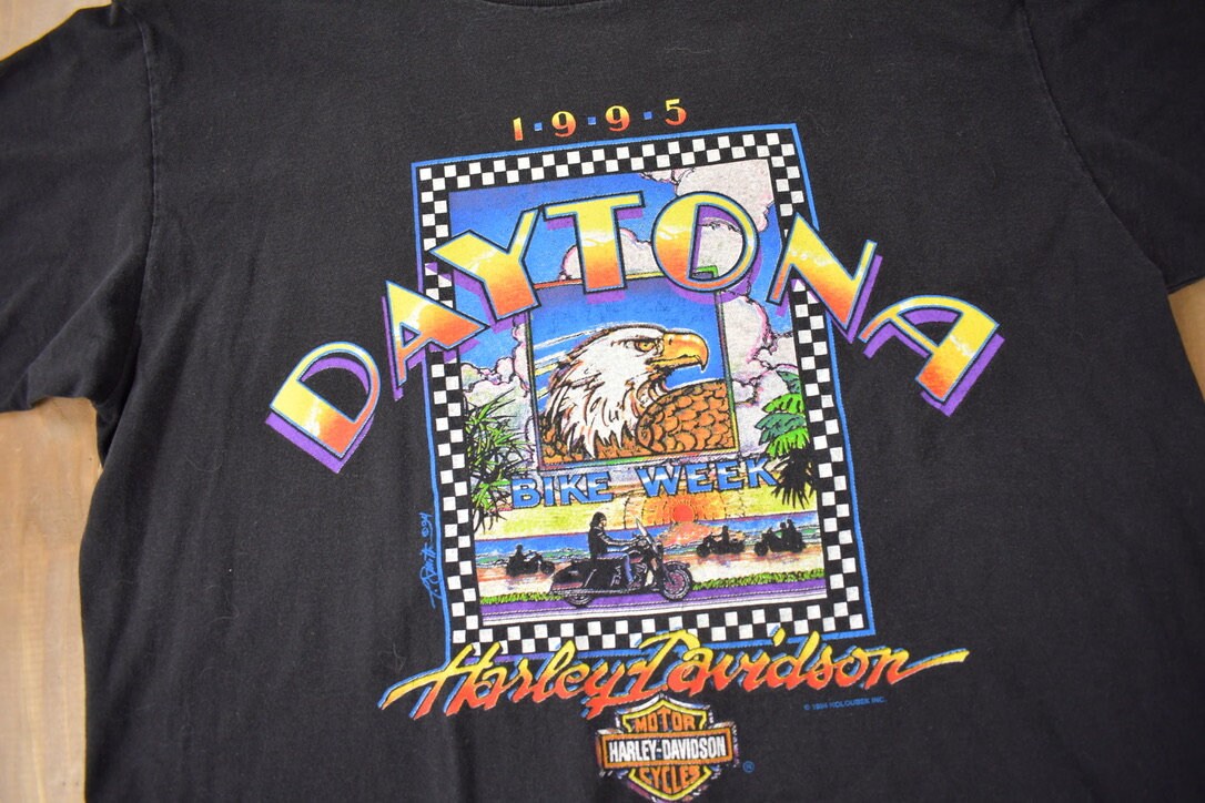 Vintage 1994 Daytona Beach Harley Davidson Motorcycles Single Stitch Graphic T-Shirt Made In USA