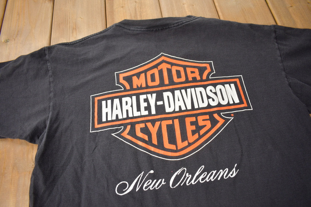 Vintage 1991 Legends Live Where Legends Roam Harley Davidson Motorcycles New Orleans Single Stitch Graphic T-Shirt Made In USA