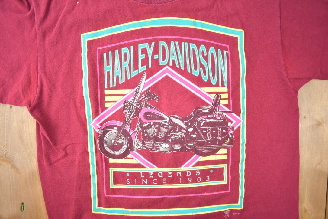 Vintage 1990s Eldridge's Harley Davidson Saint john New Brunswick Single Stitch Graphic T-Shirt Made In USA