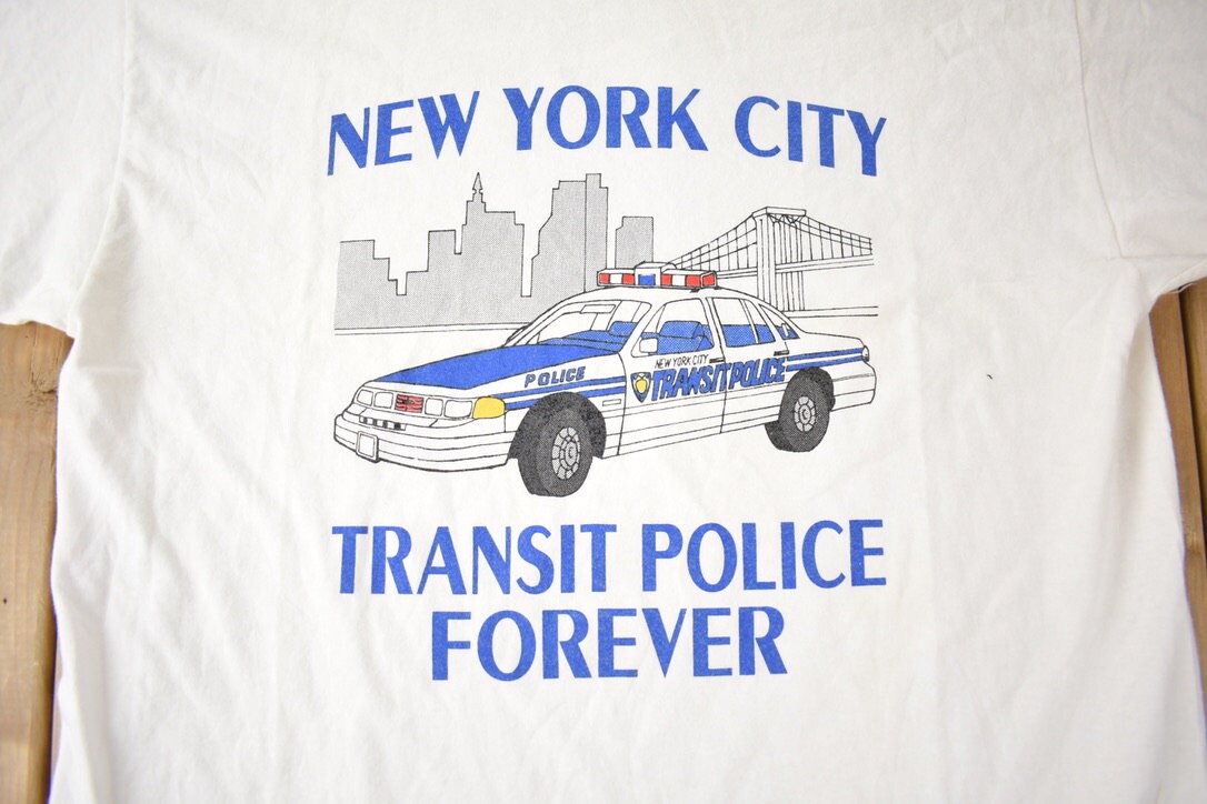 Vintage 1990s New York Transit Police Forever Souvenir T Shirt Made In USA