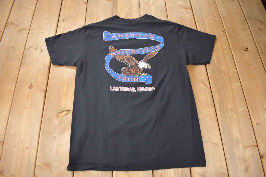 Vintage 1992 American Heritage Harley Davidson Las Vegas Single Stitch 3D Emblem T-Shirt Made In USA