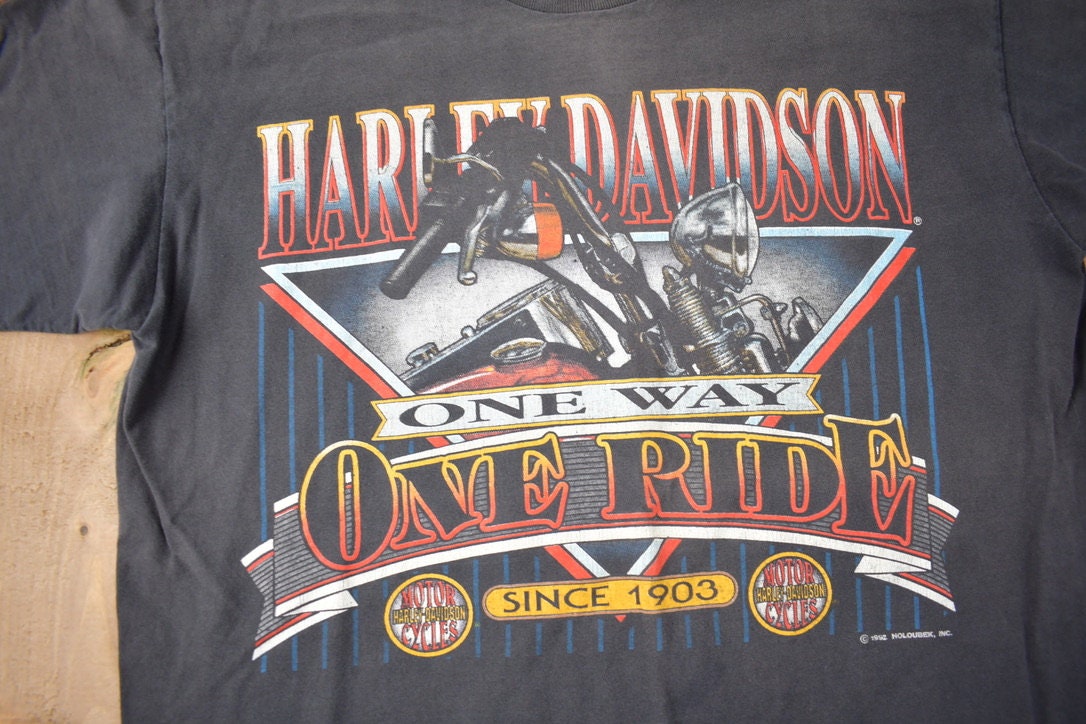 Vintage 1992 Harley Davidson Motorcycles Ventura California Single Stitch Graphic T-Shirt Made In USA