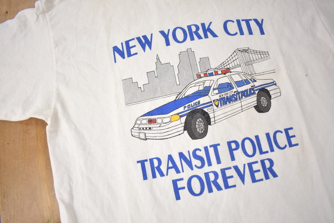 Vintage 1990s New York City Transit police Forever Graphic T Shirt Made In USA