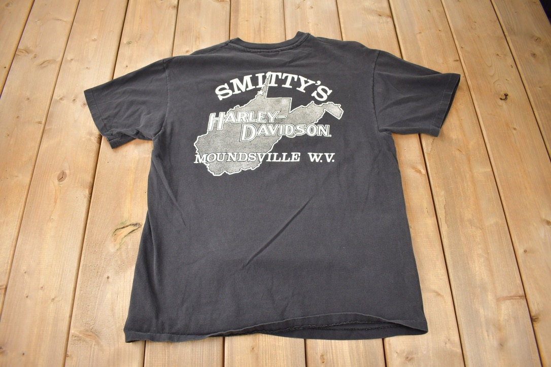 Vintage 1992 Smitty's Harley Davidson Moundsville WI Single Stitch Graphic T-Shirt Made In USA