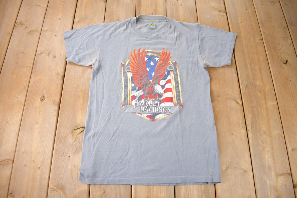 Vintage 1980s Camerons Harley Davidson Perth Ontario Single Stitch 3D Emblem T-Shirt Made In USA