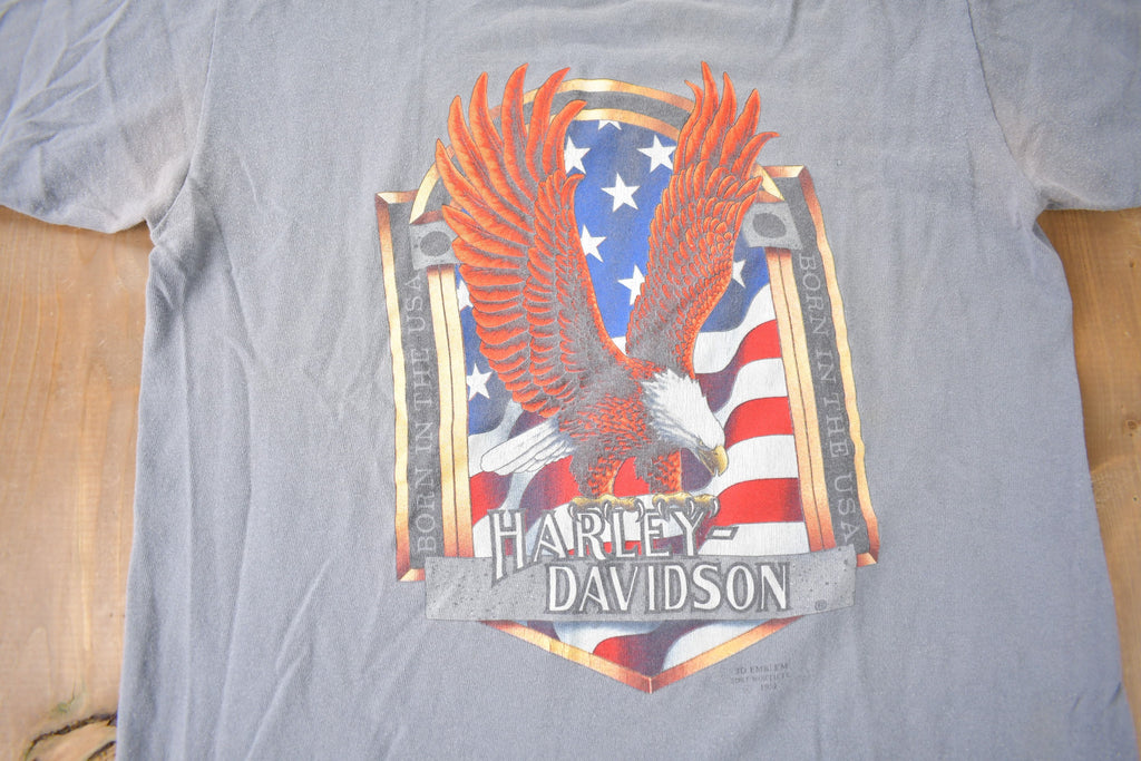 Vintage 1980s Camerons Harley Davidson Perth Ontario Single Stitch 3D Emblem T-Shirt Made In USA