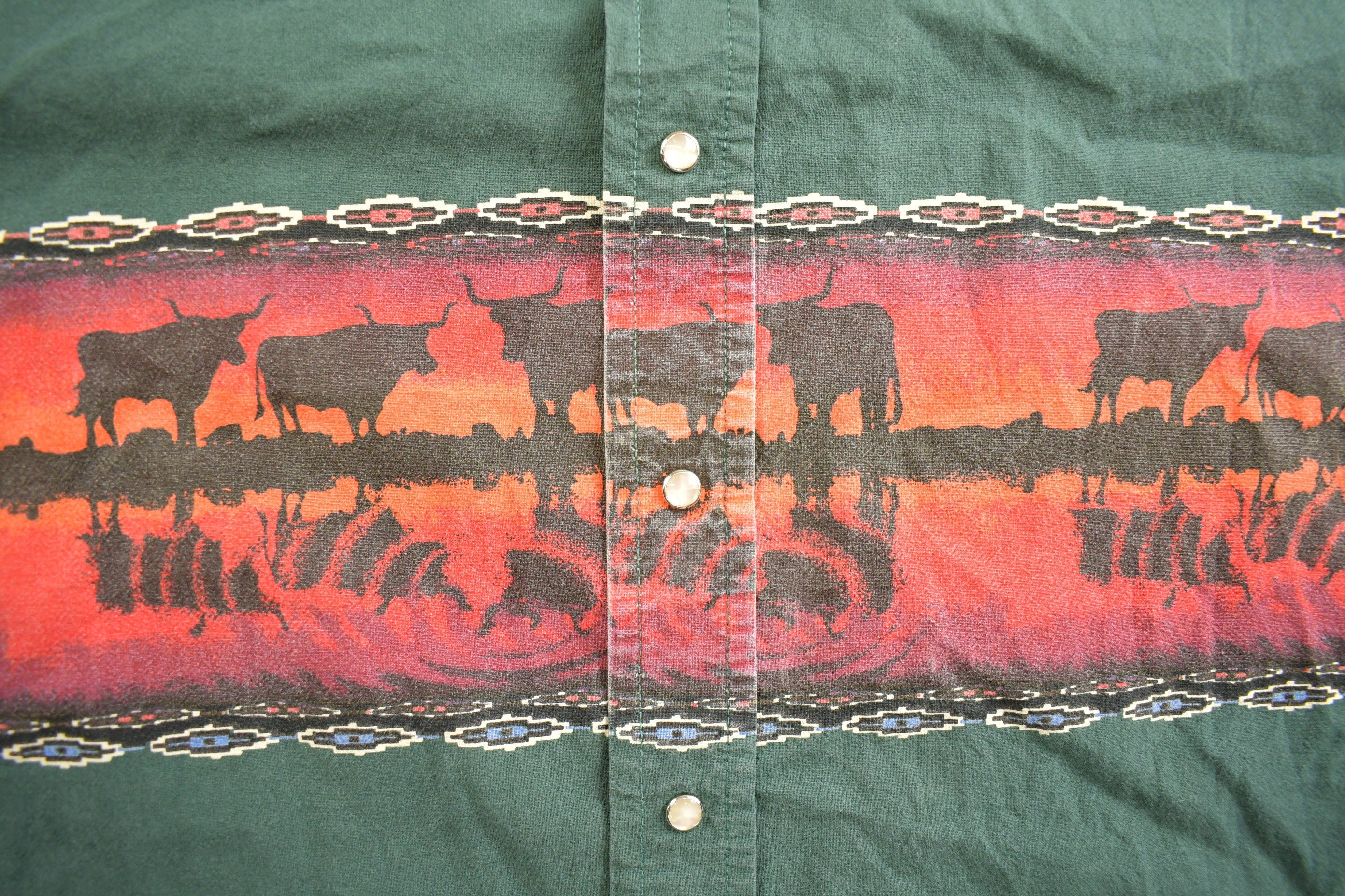 Vintage 1980s Wrangler Western Button Up Short Sleeve Shirt