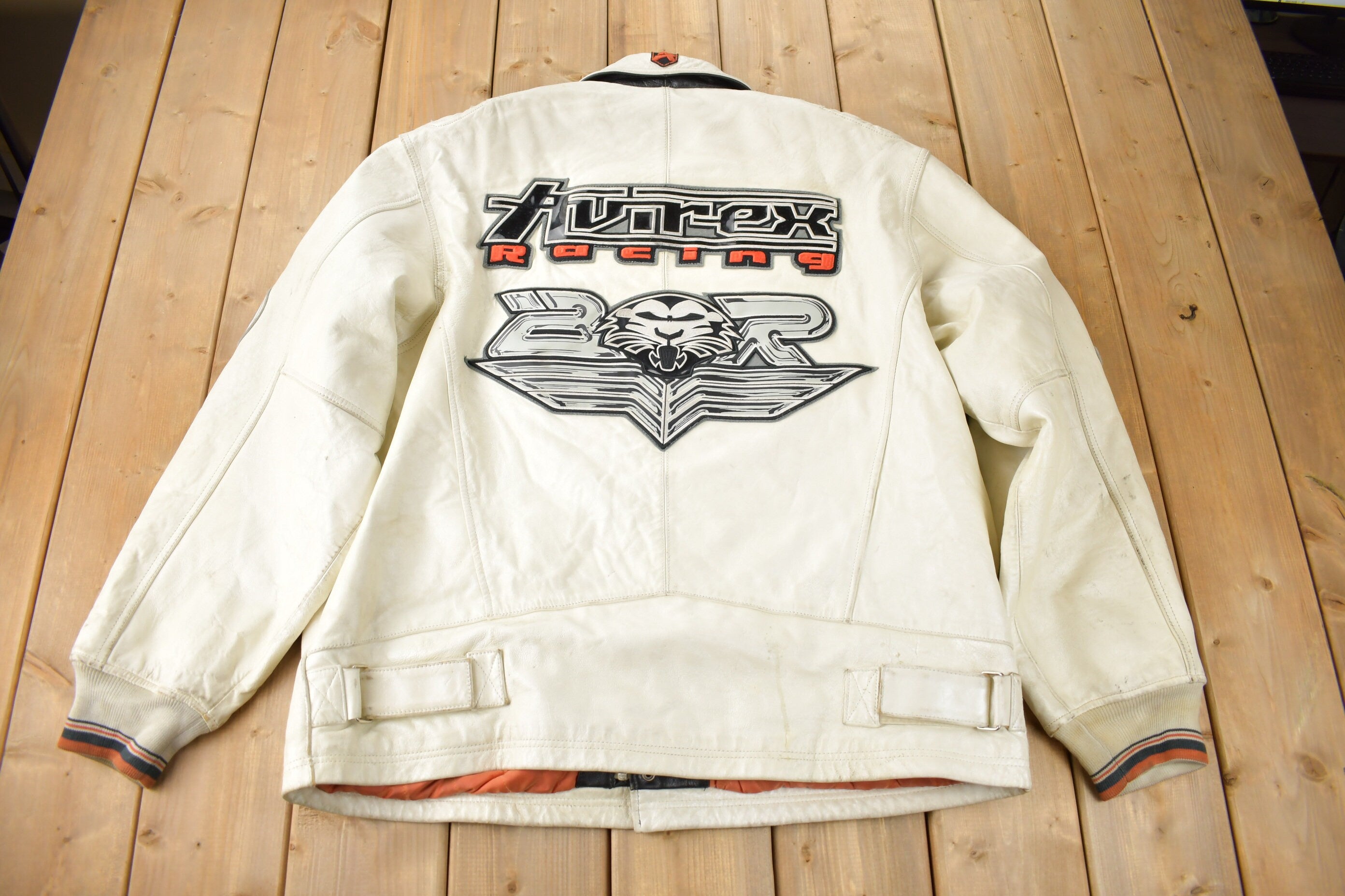 Vintage 1990s Avirex Racing Leather Varsity Jacket