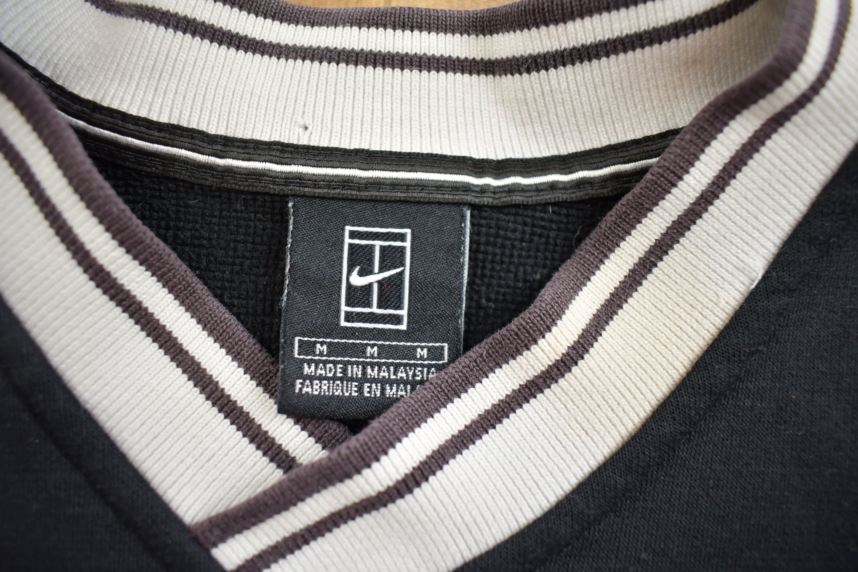 Vintage 1990s Nike Embroidered Mini Swoosh V-Neck Sweatshirt