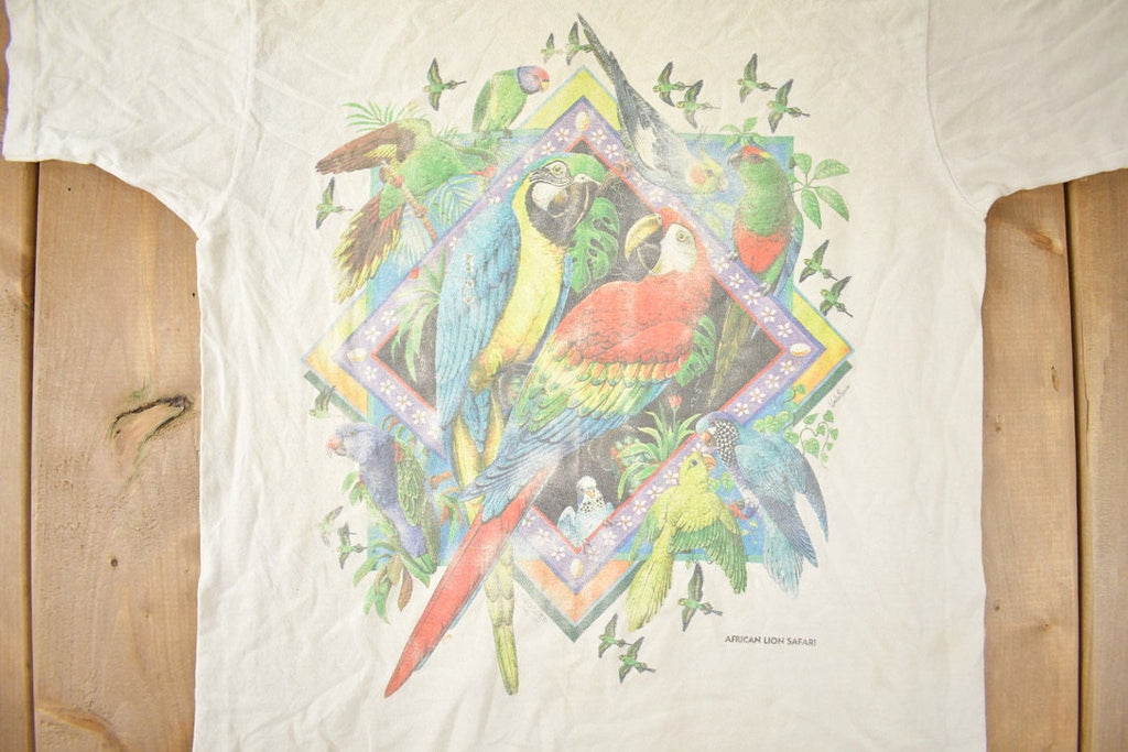 Vintage 1980s African Lion Safari Graphic Single Stitch T-Shirt Made In Canada