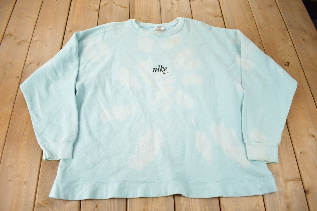 Vintage 1990s Nike Embroidered Mini Swoosh Tie Dye Crewneck Sweatshirt Made in USA