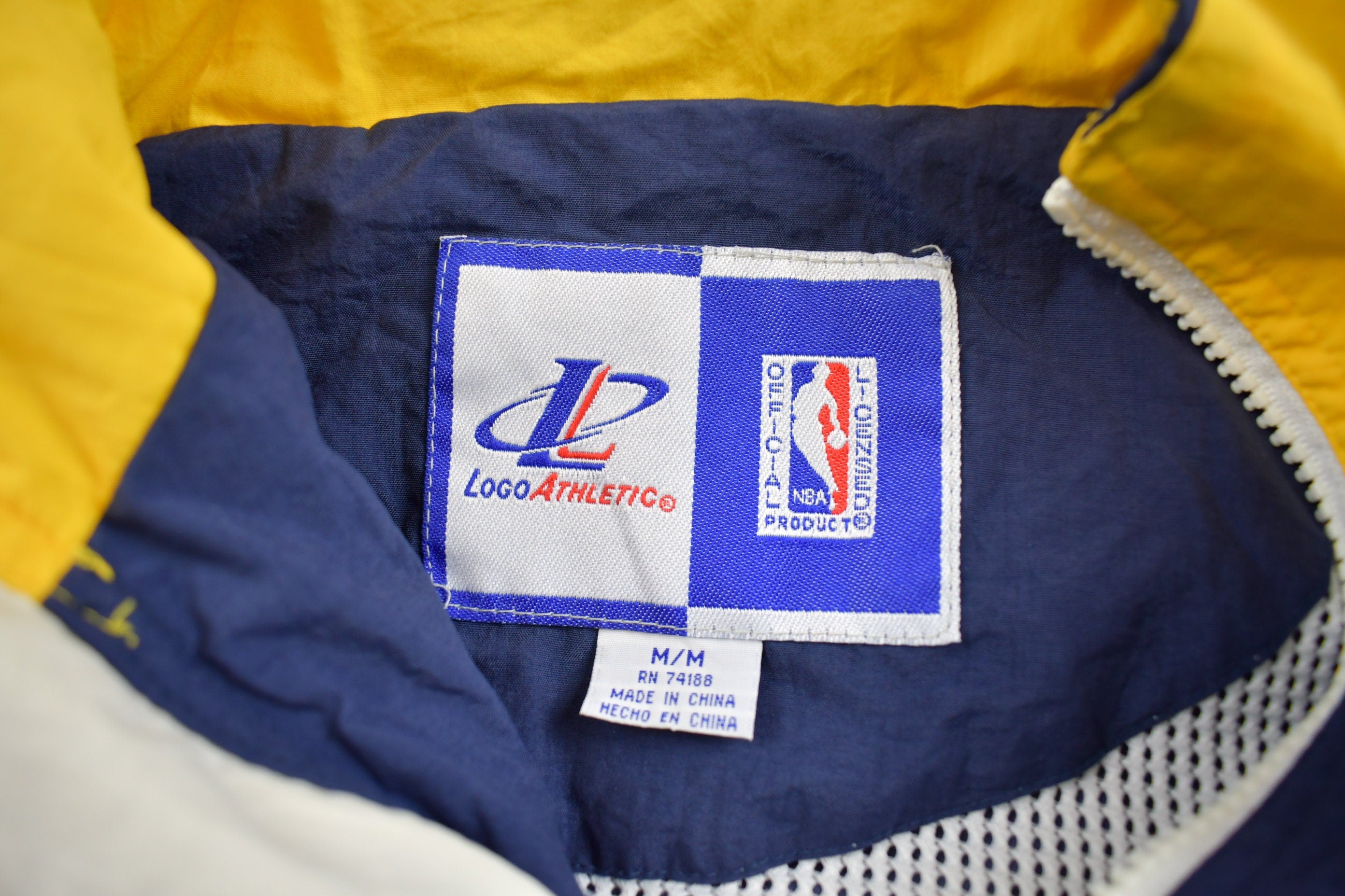 Vintage 1990s Indiana Pacers NBA Basketball Embroidered Windbreaker Made In USA