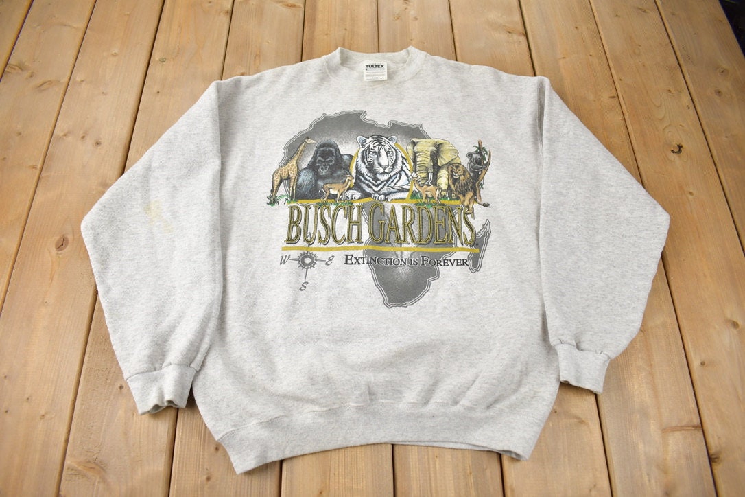 Vintage 1990s Busch Gardens Extinction Is Forever Souvenir Crewneck Sweatshirt