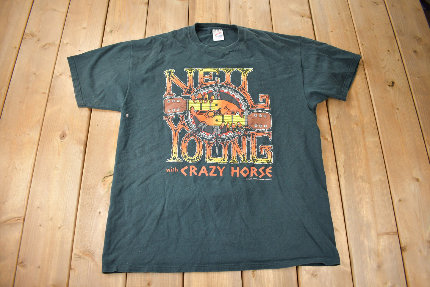 Vintage 1996 Neil Young With Crazy Horse Tour Band T-shirt Made in USA